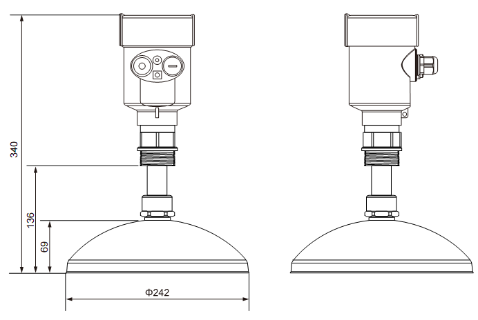 高頻雷達物位計結(jié)構(gòu)尺寸